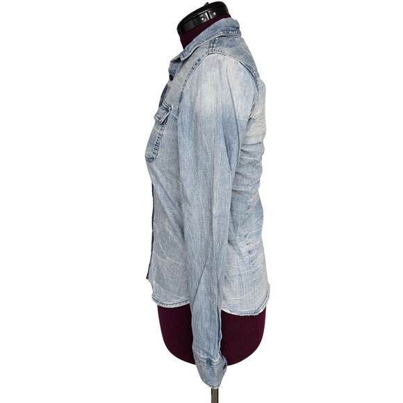 Women's American Eagle Button Down Denim Long Sleeve Top | Size Medium - Picture 2 of 11